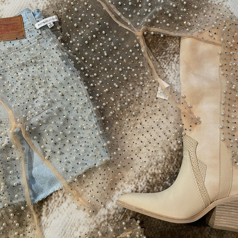 Beaded sheer top